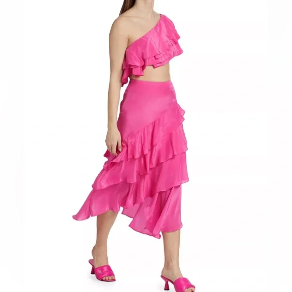 NWT FARM Rio [2-Pc] Marocaine Asymmetric Ruffle Skirt &  Ruffle Top - Picture 11 of 12